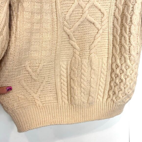 Carraig Donn Aran Sweater Womens XL Cream Cable Knit Pullover 100% Pure New Wool - Picture 7 of 12